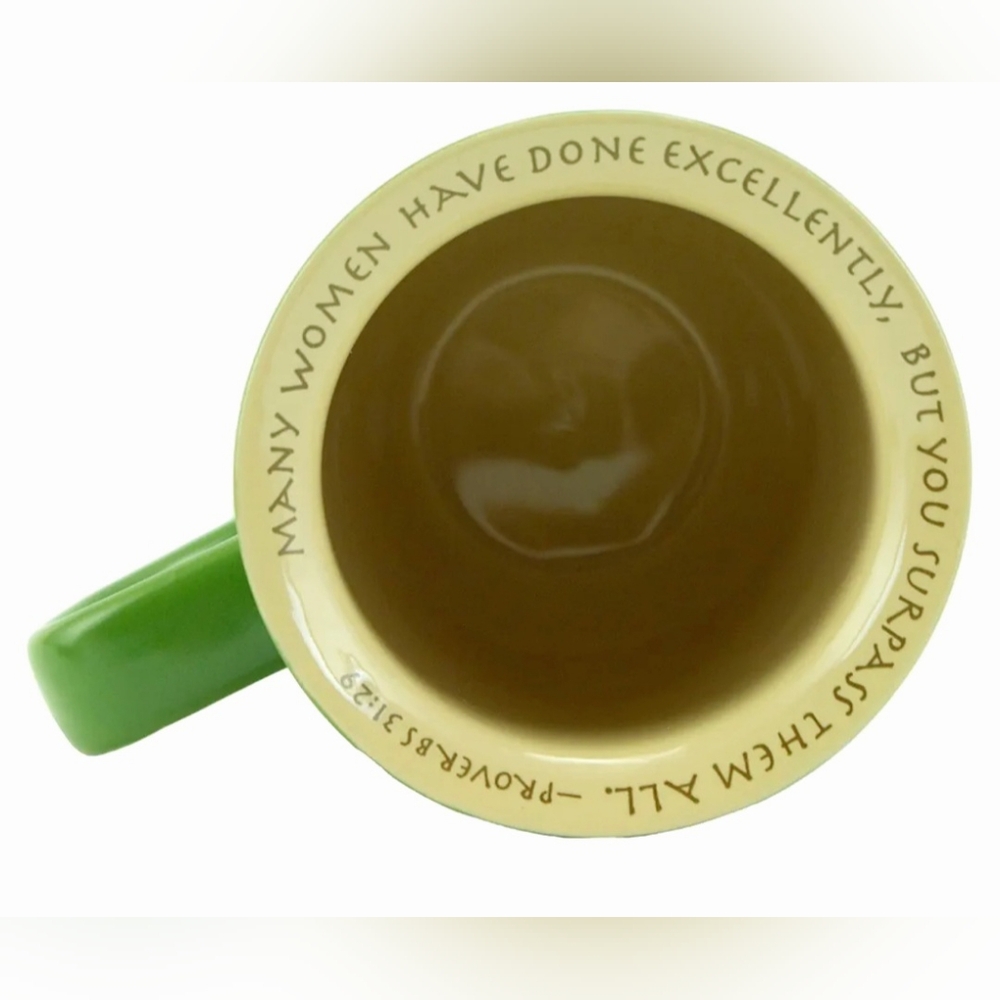 Abbey Gift Amazing Woman Ceramic Mug & Coaster/Lid Set Olive Green NEW NWT - Picture 6 of 10